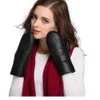 Fashion-2018 Nya Kvinnors Fingerless Handskar Läderkvalitet Pure Ull Varma Dam Gloves