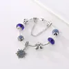 Atacado-pulseira 925 pulseiras de prata pandora para mulheres royal coroa pulseira azul cristal grânulos diy floco de neve jóias com coroa