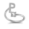26 A-Z English Letter Ring Crystal English Initial Ring Open Diamond Women Rings Fashion Jewelry Will and Sandy