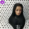 Long Braided Black Heat Resistant Fiber Synthetic lace front Wigs 2x Twist Braids free part Made Hand For Women