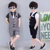 Explosion models hot European white black gray boy suit vest shirt pants three-piece suit/in stock Summer boy wedding party dress wholesale