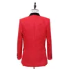 Erkekler Kırmızı Dantel Düğün Smokin Damat Ile Pantolon Siyah Kız Çift Günlük Terzi Yapımı Adam Suits (Ceket + Pantolon + Yay + Yelek) B500