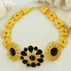 Bridal Jewelry Set Nigerian Wedding Dubai Gold Jewelry Sets for Women African Big Flowers Necklace Earrings Jewellery2866