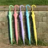 Candy Color Umbrella Long Handle Frosted Umbrella PVC Automatic 8 Bone PVC Umbrellas Pink Green Yellow Solid Color Umbrellas