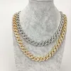 Strip-Type Cubic Zircon Iced Out Hip Hop Bling Chains Mens Smycken Halsband Fashion Tennis Miami Kubansk Link Kedja Halsband