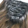 Straight Clip Extensions Brazilian Hair 120 Gram Per Package Ombre Balayage Color 1B Fading to 6 Medium Brown 100 Real Remy Hai9296501