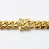 Rostfritt stål smycken 18k guld pläterad hög polerad miami kubansk länk halsband män punk 14mm trottoarkedja drake-skägg lås 33282973