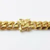 Rostfritt stål smycken 18k guld pläterad hög polerad miami kubansk länk halsband män punk 14mm trottoarkedja drake-skägg lås 33282894