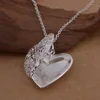 Kvinnor flytande lås hjärta hängsmycke halsband 925 silverpläterad hjärta kedja halsband present för kärlek vän hög kvalitet