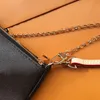 New Classic Cluth Printing Flowers Chain Bags Real Leather Wallet Card Crossbody Purse Women Shoulder Messenger Handbag