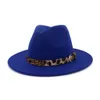 Ny Wool Fedora Hat Hawkins filt Cap Wide Brim Women Men Jazz Church Godfather Panama Cap med Leopard Leather Belt36863396583250