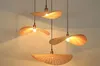 Hand Knitted Bamboo Pendant Lamp Creative Leaf Light Hotel Restaurant Cafe Mall Bedroom China Style Suspension Hanging Lighting MYY