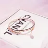 Partihandel - Rose Gold Rostfritt stål Armband Bangles Kvinna Hjärta Forever Love Brand Charm Armband för Kvinnor Berömda Smycken