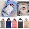 Baby Sleeping Bags Knitted Toddler Swaddle Wrap Plush Lined Infant Stroller Sleep Sack Newborn Footmuff Stroller Accessories 8 Colors D6332