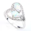 Luckyshine 6 Pcs/Lot Elegant Women Fashion Rings White Fire Opal Gems Silver Wedding Rings Russia American Rings Jewelry