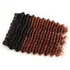 # 1b / 33 Miedź Red Ombre Głęboka Wave Peruwiańskie Human Hair 3 z zamknięciem Dark Auburn Ombre Włosy splotu z 4x4 przednie zamknięcie koronki