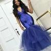 Sexy fille noire robes de bal à paillettes bleu marine col en V profond robes de soirée jupe en tulle robes de fiesta robe de soirée sirène africaine