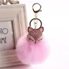 Charms Crystal Faux Fox Fur Keychain Kobiety Tickets Zawieszenie Na Torby Key Breloczek Key Pierścień Zabawki Prezenty Llaveros Biżuteria Dzieci Zabawki