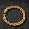 Bracelets en or pour hommes, haute qualité, chaîne torsadée glacée, bijoux Hip Hop
