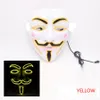 LED 마스크 할로윈 장식 해커 마스크 코스프레 의상 vendetta guy fawkes 파티 페스티벌 선호 소품 소품 8 색 PHJK1909