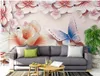 Personalizado 3D em larga escala foto mural papel de parede em relevo murais florais borboleta fundo sonhador decoração papéis de parede casa