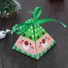 Buon Natale Candy Bags Albero di Natale Confezione regalo di Natale Piramide di carta di caramella di caramella di cerimonia nuziale Cookie Storage Bag