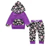 Baby tjejer kläder pojkar camo randiga hoodie byxor passar blommiga blommor kläder sätter långärmad insats letter coat pant outfits 23 färg A6776