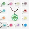 Chokers halsband för kvinnor läder boll kristall glas halsband torkade blommor hängande halsband