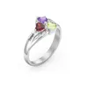 Autentisk 925 Sterling Silver Personlig Anpassad Hjärta Birthstone Graverade Namn Ring för Kvinnor Sterling Silver Smycken Gratis frakt