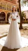 Vestido de casamento Bohemian A-Line Wedding Dresses Sino mangas compridas Lace apliques oco Voltar Tribunal Trem Praia vestidos de noiva Boho Vestidos