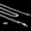 Mode 4MM Sideways 925 chaînes en argent sterling colliers ras du cou pour femmes hommes bijoux de luxe taille 16 18 20 22 24 pouces