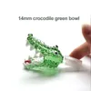 Krokodil groene en blauwe mannelijke gewrichtskommen 18mm en 14mm glazen kom stuk bongs kom voor waterpijpglas water bong tabak roken accessoires