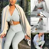 Goocheer Women Knit Crop Top Lounge Wear Suit Ladies Workout 2pcs Tuta Set Casual Fitness Women Set
