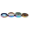 Rainbow Grinders Zinc Alloy Metal Grinders 40/50/55/63mm Diameter 4 Parts Herb Grinders Smoking Accessories CA11840 30pcs