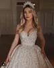 2020 Crystal Wedding Dresses Luxurious Spaghetti Straps Satin Bridal Gowns Ruffle Beads Custom Made Royal Vintage robes de mariée