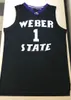 Weber State Wildcats College Damian Lillard #1 Черный ретро -баскетбол Джерси мужской ED Custom