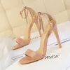 New Women Ankle Strap Heeled Sandals Round Open Toe High Heels Party Evening Dress Sandals for Lady