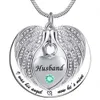 Angel Wing Memorial Keepsake Ashes Urn Pendant Birthstone Crystal Halsband, jag brukade vara hans vinkel, nu är han min-för make