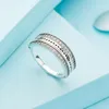 Fashion Real 925 Sterling Silver dwustronny pierścionek dla Pandora CZ diamentowe obrączki dla kobiet z oryginalnym zestawem pudełek