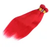 Extensions de cheveux humains vierges péruviens de couleur rouge Double trames Silky Straight Bright Red Virgin Remy Bundles de cheveux humains Offres 3Pcs Weaves