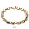 Bracciale a catena a maglia con chicchi di caffè lucidi larghi 10 mm Bracciale da uomo con catene in oro 14k Collana in acciaio inossidabile Set di bigiotteria Regali per fidanzato6416293