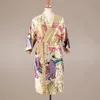 Woherb 2019 Sommer Japanischen Pijama Frauen Bademantel Seide Pyjamas Harajuku Kimono Druck Blume Damen Sexy Nachtwäsche Kleid 21196