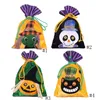 Halloween Drawstring Bag Non-Woven Tyg Portable Handväskor Ghost Pumpkin Skull Festival Party Decoration Candy Gift Bag GGA2507