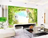 Papier peint 3d paysage vert extérieur, trou d'arbre, illustration d'oiseau de fleur, décoration de maison, revêtement mural de salon