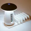 New LED Night Light 5 Port USB Rapid Pulpit Szybka Stacja ładująca Smart USB Carger Carger Hub Travel Charger Universal do czytania