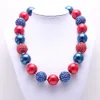 Niedliche marineblaue und rote Farbe für Babys, Kinder, klobige Perlen-Halsketten-Schmuck, Kinder-Kubikgummi-Perlen-klobige Halsketten-Armband-Set