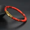 Braccialetti in vera pelle di serpente di pitone da 6 mm Bracciale in pelle in acciaio inossidabile con fibbia magnetica Gioielli per uomo Regalo298z