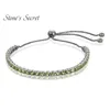 Fashion- Round Manchurian Peridot Sterling Silver Adjustable Tennis Bracelet