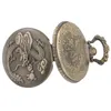 Bronze retro Chinese Dragon Design Quartz FOB Pocket Watch met kettingketen Reloj de Bolsillo