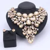 Perles africaines ensembles de bijoux pour femmes accessoires mariage mariée strass cristal fleur déclaration collier boucle d'oreille ensemble de bijoux